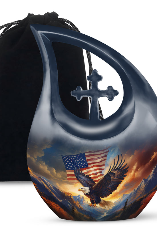 Military Memorial Urn - Bald Eagle Memorial Urn For Loved Ones
