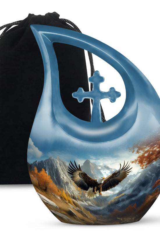 Majestic Eagle Cremation Urn - Scenic Mountain Memorial Urn For Burial