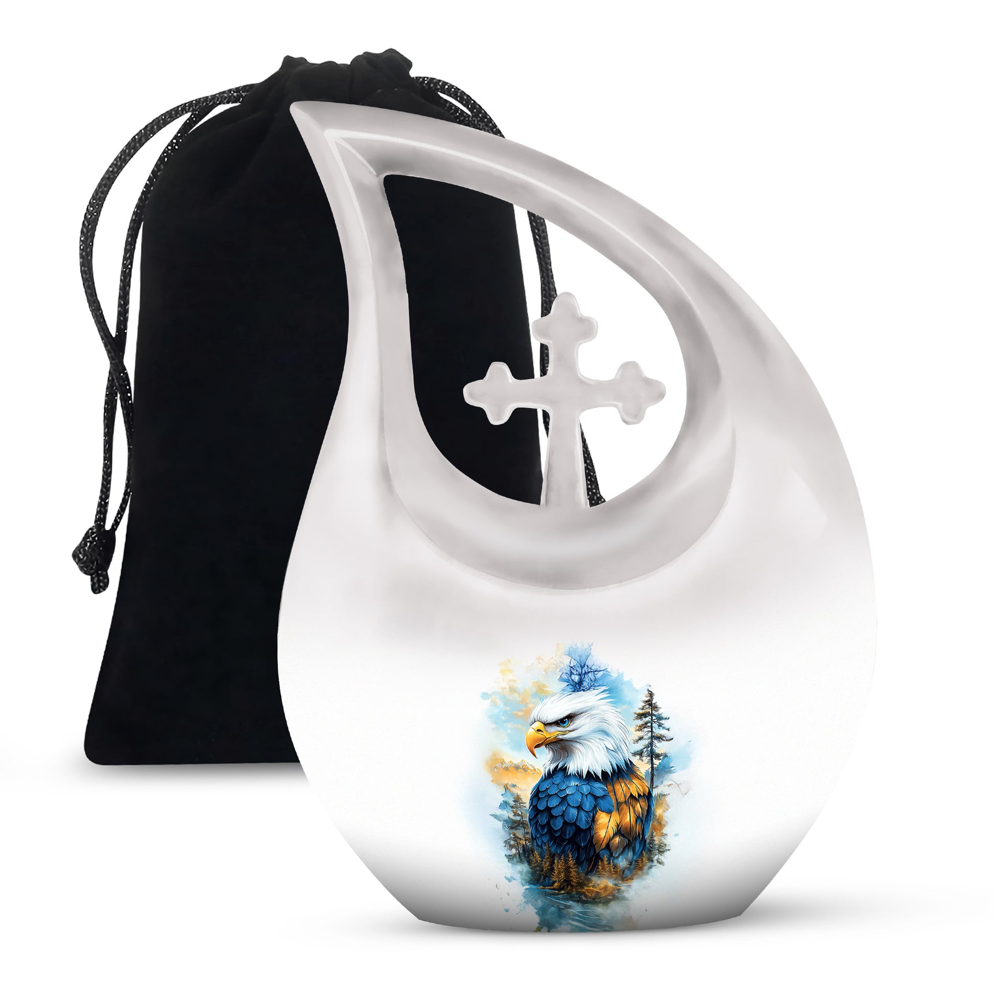 White Eagle Cremation Urn - Aluminium Memorial Urn For Loved Ones