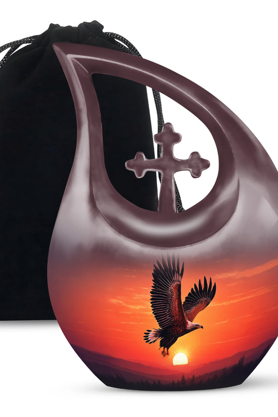Eagle Sunset Memorial Urn - Large Funeral Urn For Human Ashes