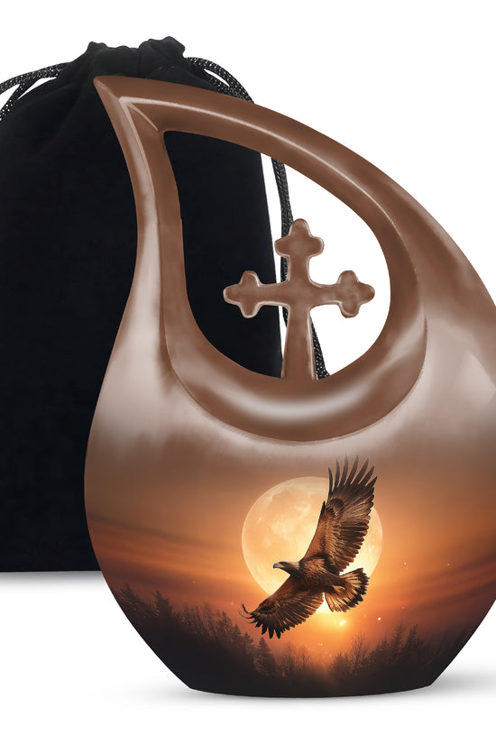 Flying Eagle Ashes Urn - Aluminium Cremation Urn For Male Ashes