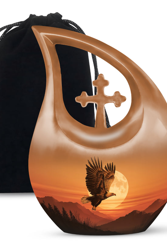 Golden Eagle Sunset Funeral Urn - Beautiful Memorial Urn For Female Ashes