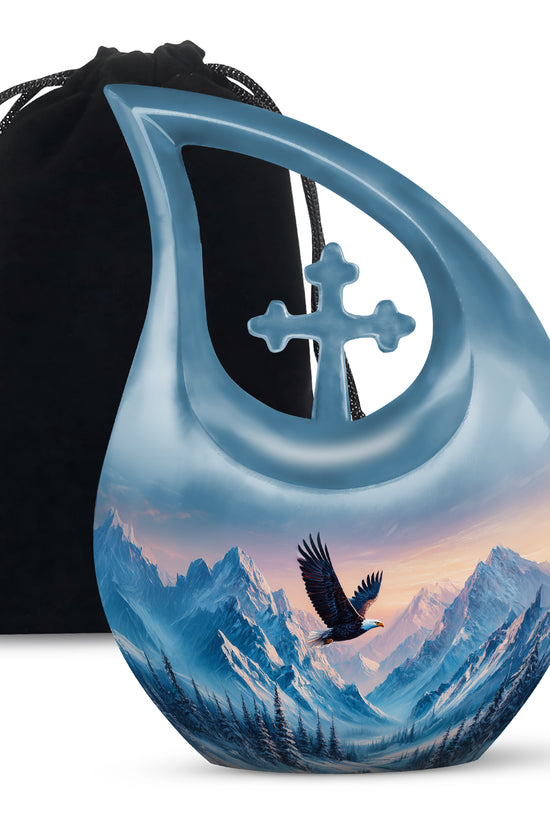 Bald Eagle Memorial Urn - Beautiful Snow Mountain Cremation Urn For Loved Ones