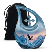 Bald Eagle Memorial Urn - Beautiful Snow Mountain Cremation Urn For Loved Ones