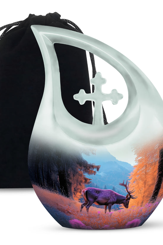 Deer Cremation Urn - Mountain Forest Memorial Urn For Loved Ones