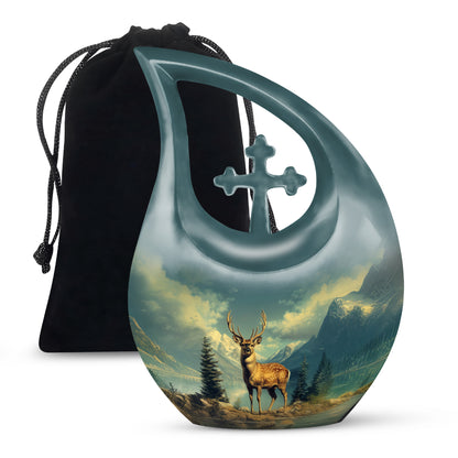 Whitetail Moose Cremation Memorial Urn - Nature Landscape Funeral Urn For Human Ashes