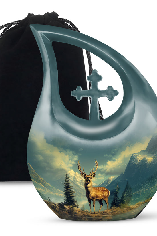 Majestic Deer Memorial Urn - Beautiful Nature Cremation Urn For Adult Ashes