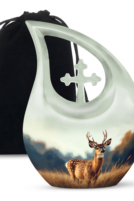 Classic Moose Cremation Urn - White Memorial Urn For Loved Ones
