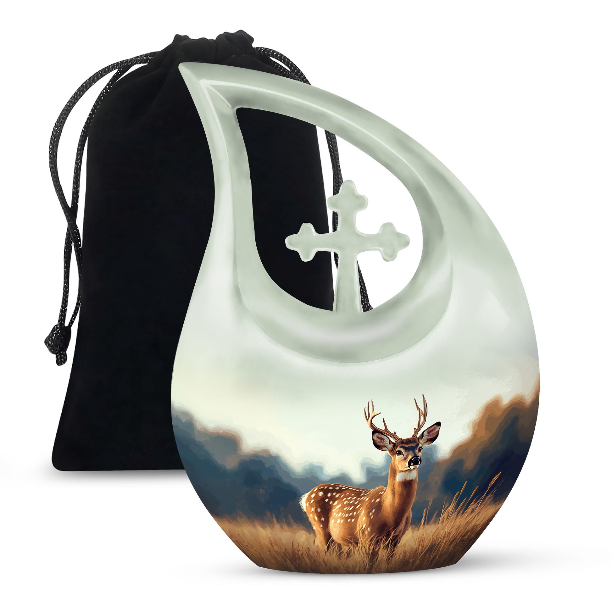 Classic Moose Cremation Urn - White Memorial Urn For Loved Ones