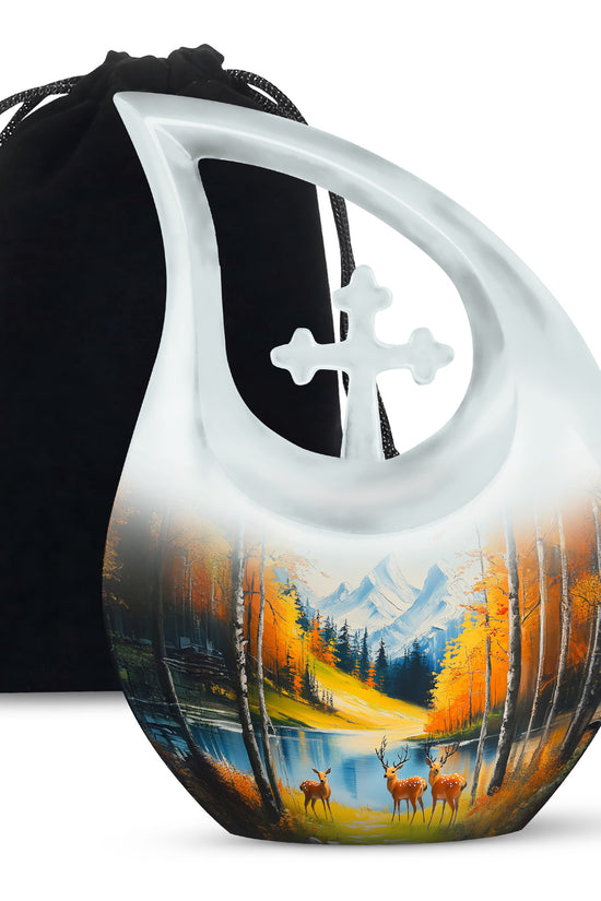 Deer Family Memorial Urn - Artistic Mountain Urn For Male & Female