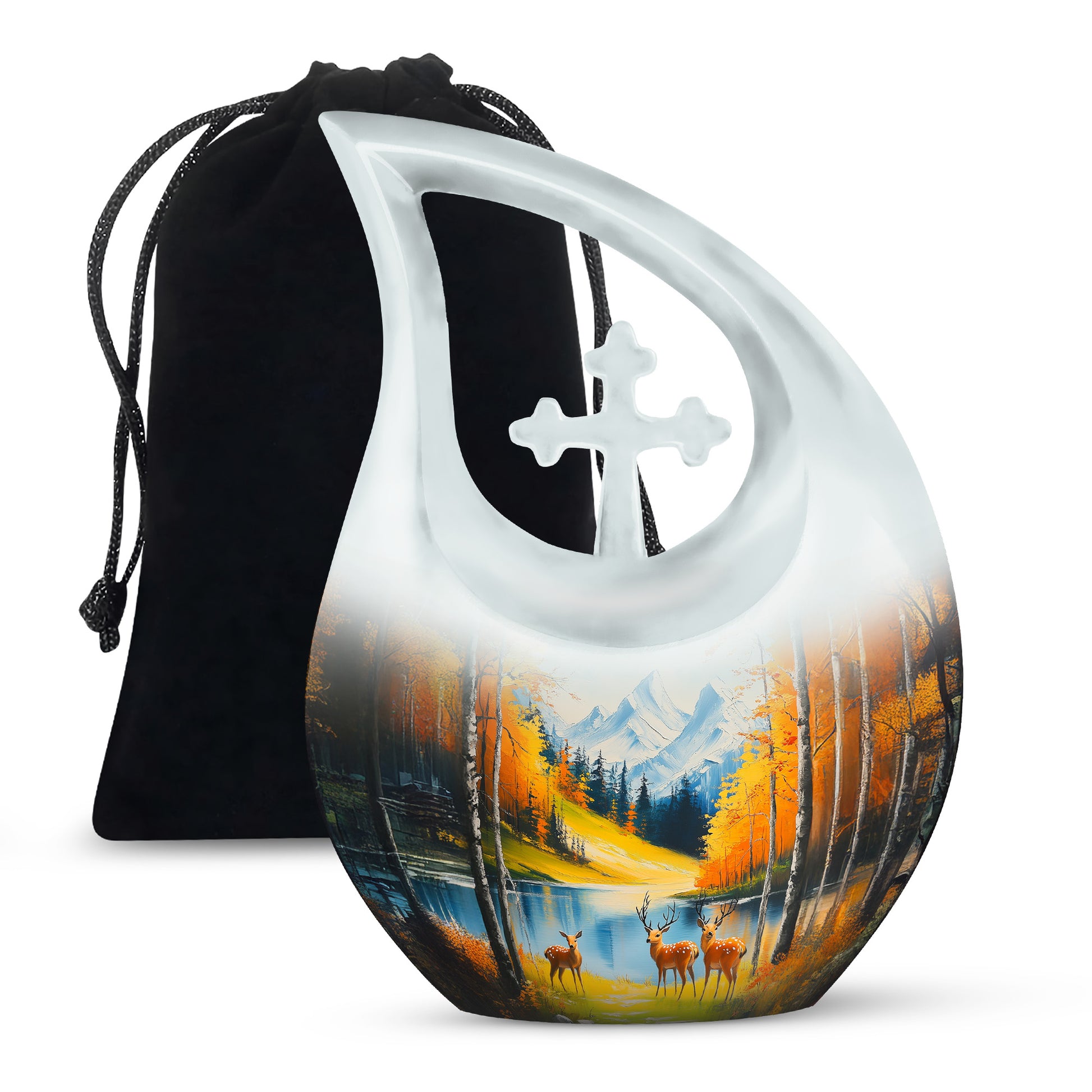 Deer Family Memorial Urn - Artistic Mountain Urn For Male & Female