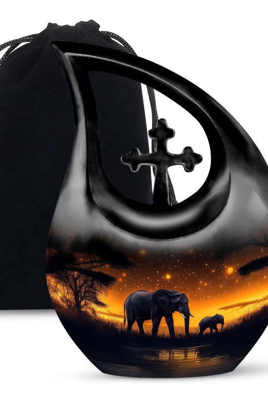 Elephant Family Memorial Urn For Adults - Wildlife Urn For Men & Women