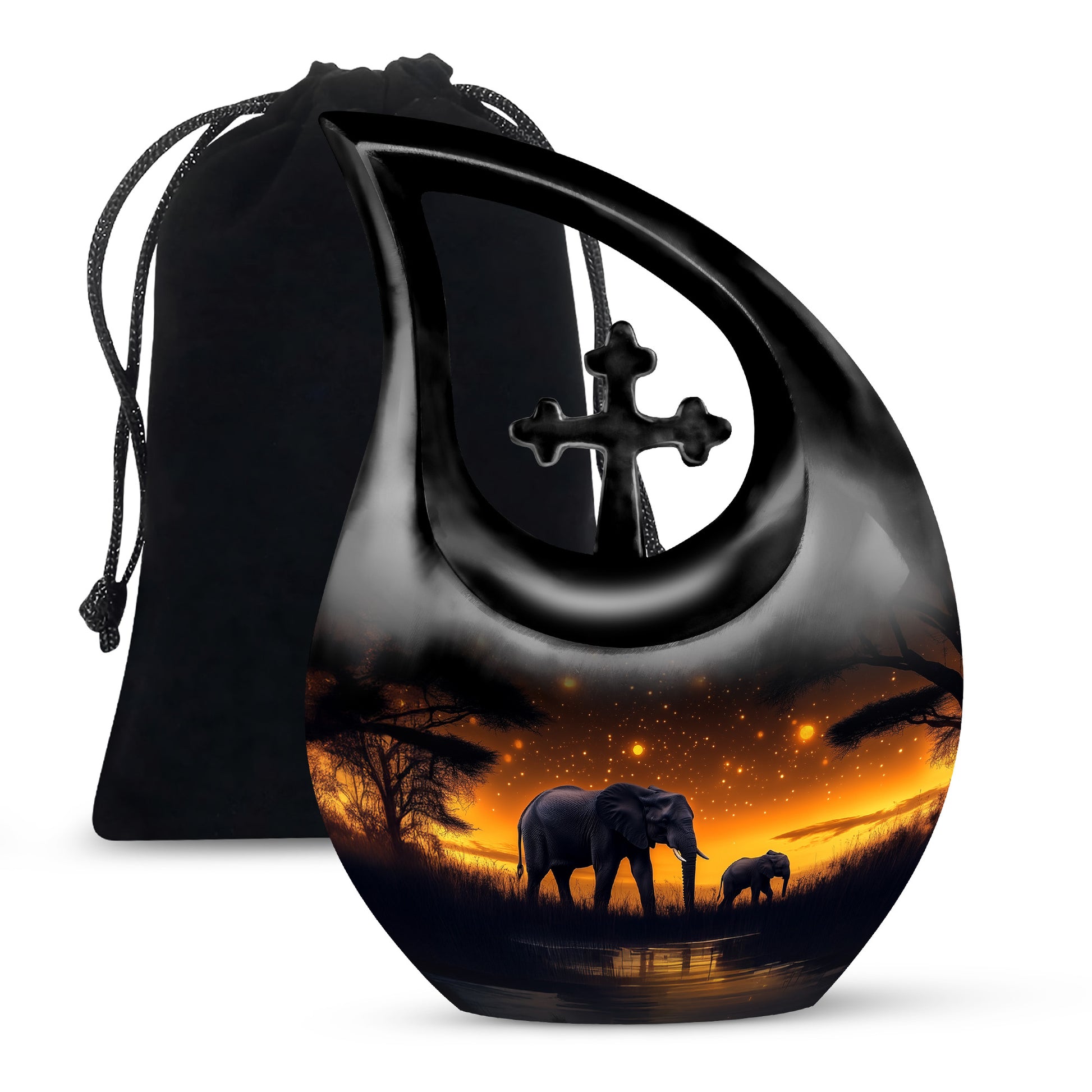 Elephant Family Memorial Urn For Adults - Wildlife Urn For Men & Women