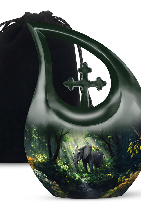 Jungle Journey Elephant Cremation Urn - Wildlife Tribute Memorial Urn For Adults