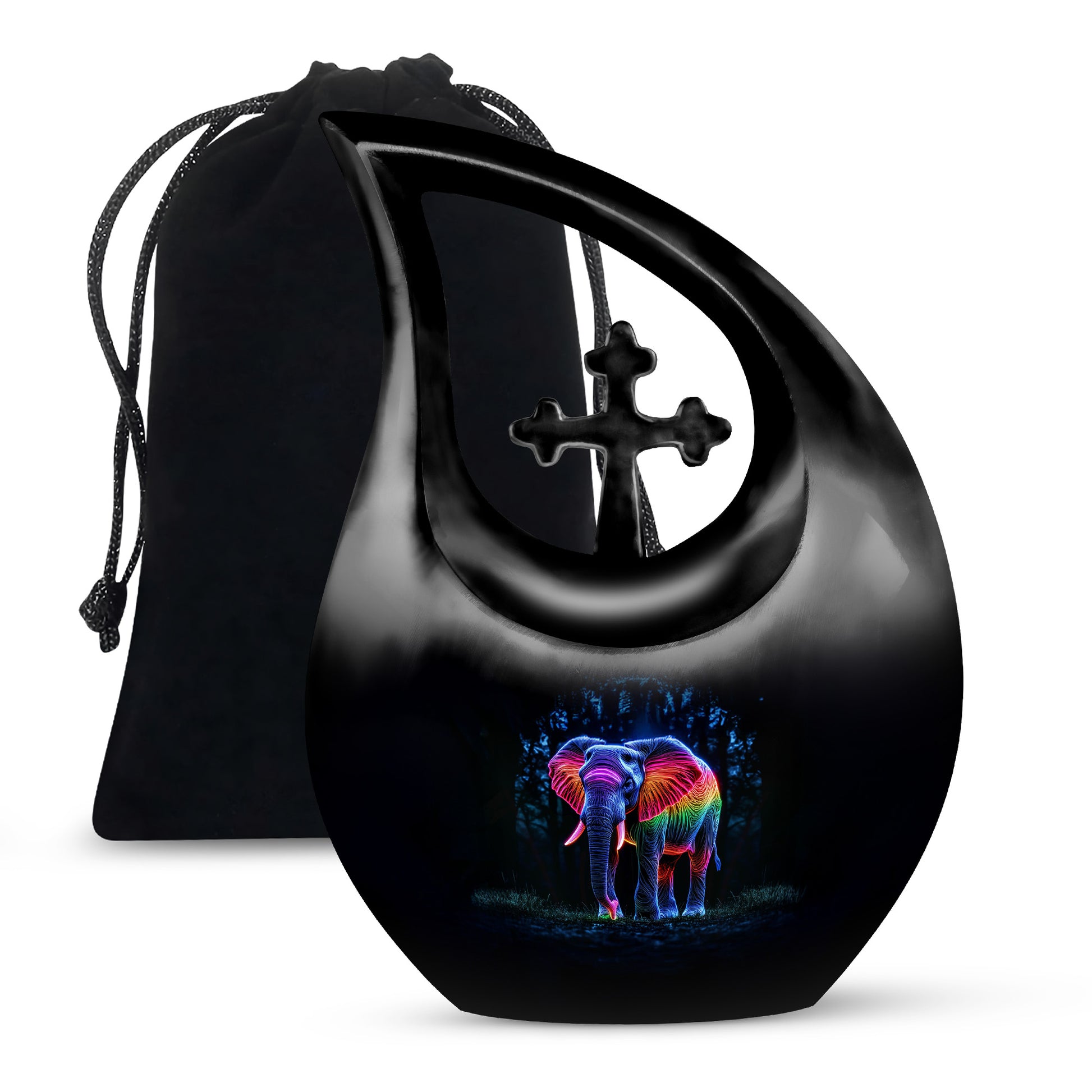Artistic Elephant Cremation Urn – Colorful Tribute Urn for Human Ashes