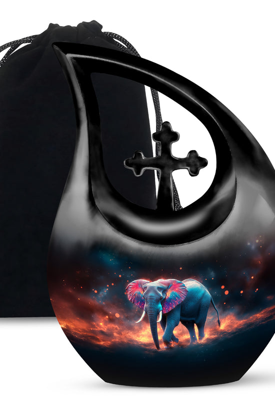 Cosmic Elephant Urn Memorial For Men - Galaxy Urn For Funeral