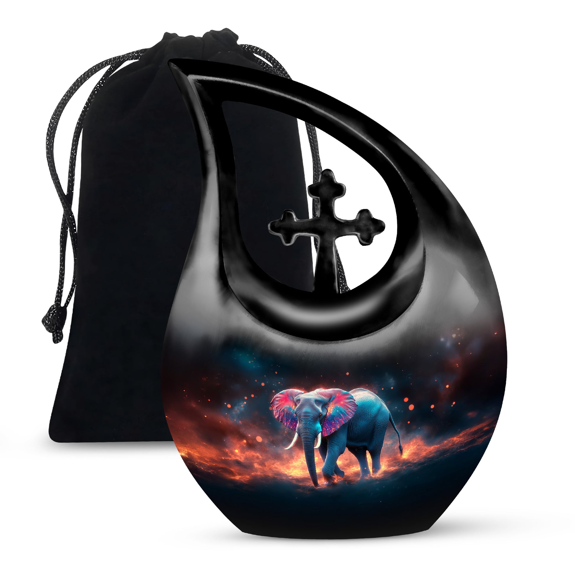 Cosmic Elephant Urn Memorial For Men - Galaxy Urn For Funeral
