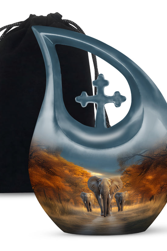 Elephant Memorial Ashes Urn For Dad - Elephant Family Cremation Urn