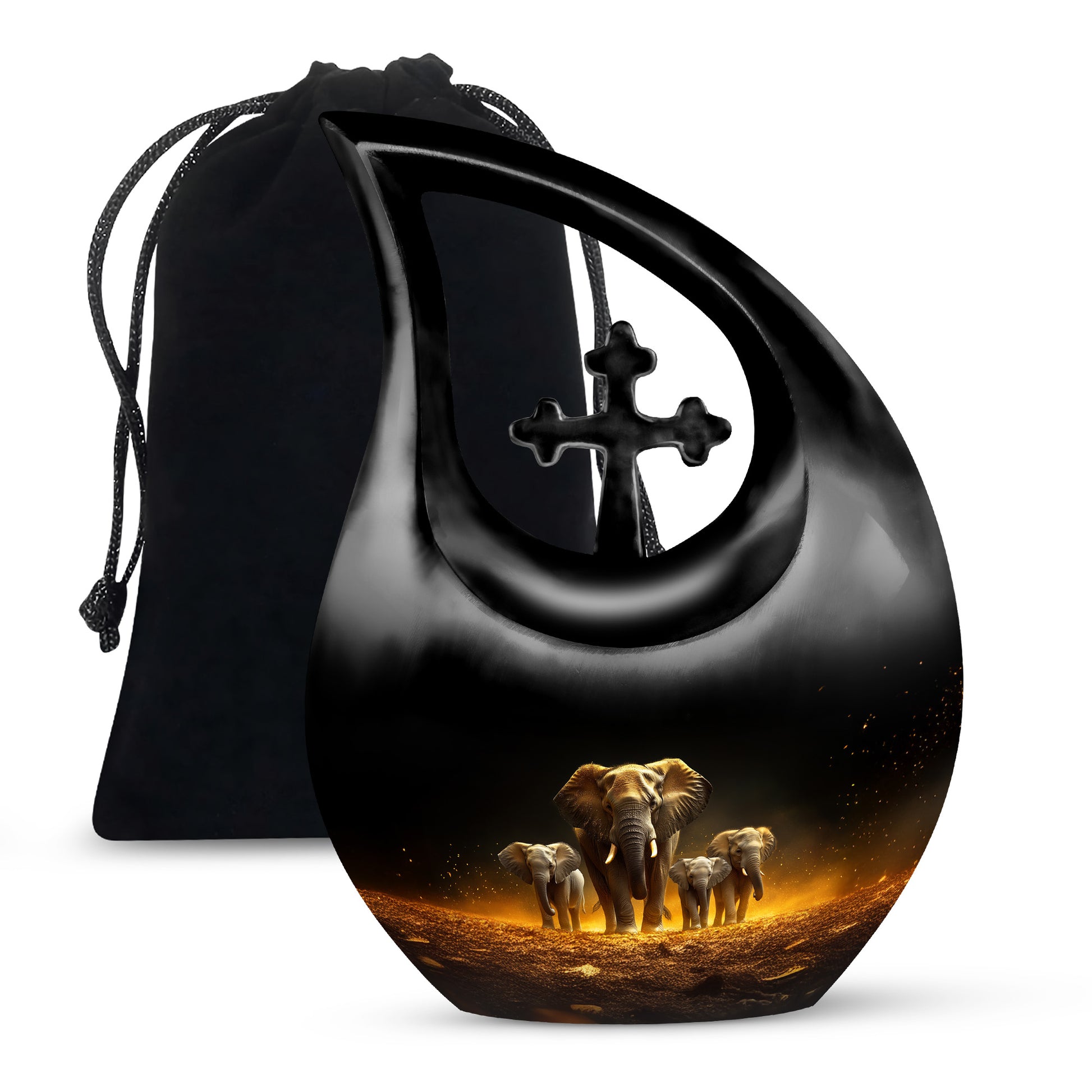 Strong Elephant Mother Memorial Urn - Loving Family Memorial Urn For Mother