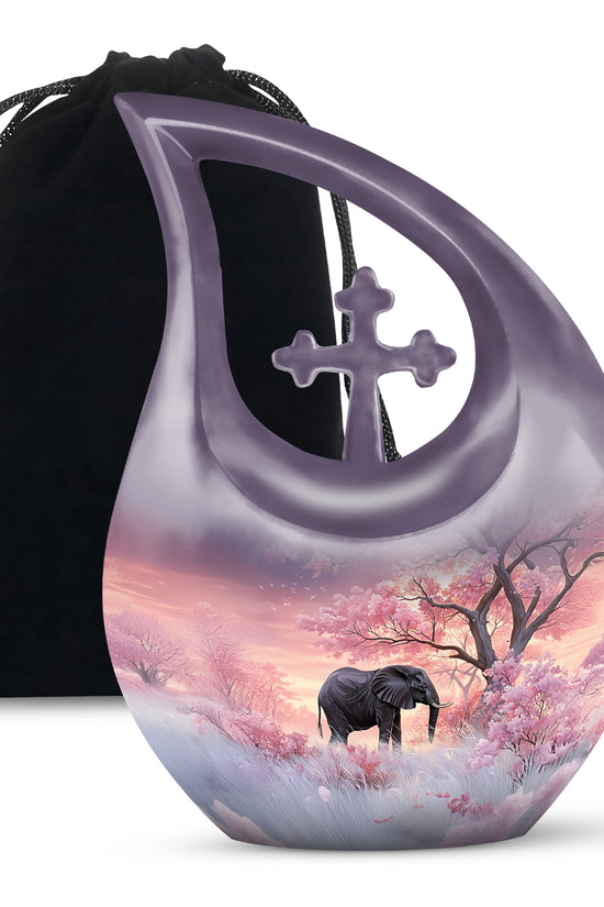 Nature Elephant Memorial Urn - Cherry Blossom Funeral Urn For Male & Female
