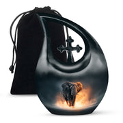 Black Cremation Urn for Ashes - Elephant Funeral Urn For Loved Ones