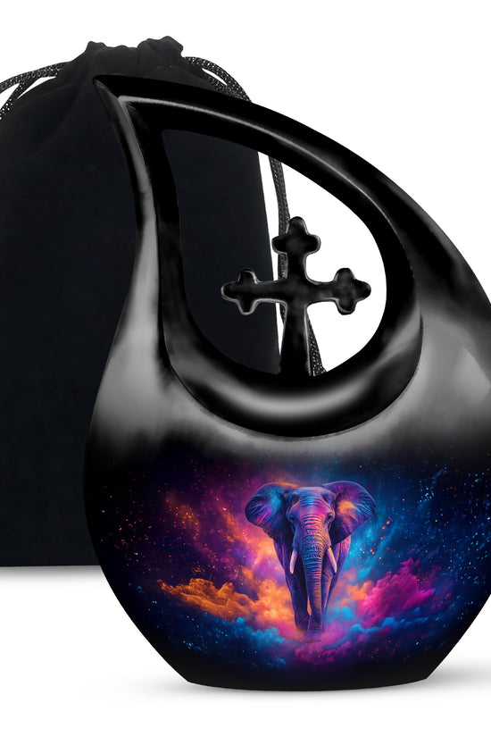 Artistic Elephant Funeral Urn - Unique Black Memorial Urn For Burial