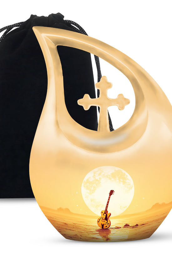 Guitar In Beach Urn - Beautiful Artistic Memorial Urns For Human Ashes