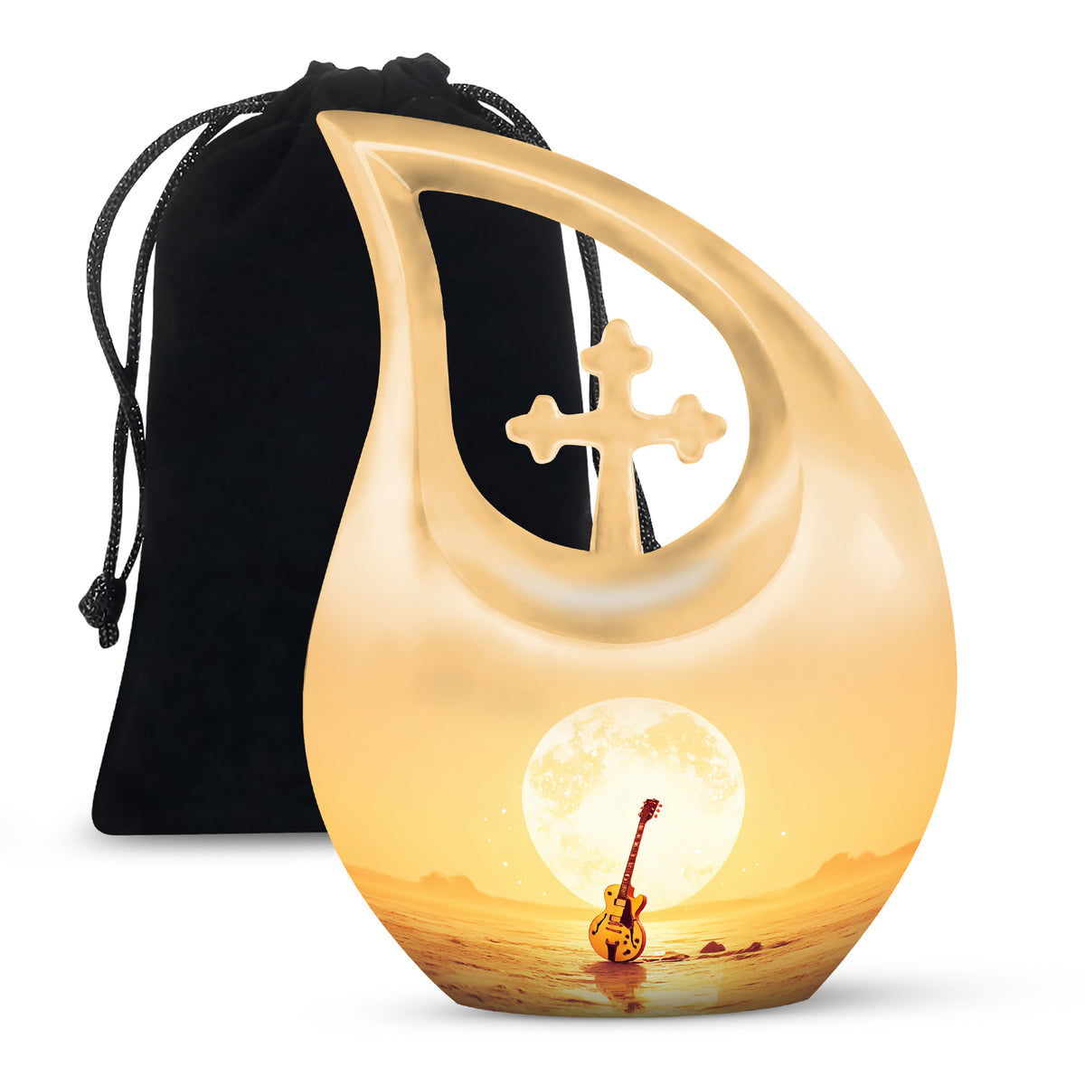 Guitar In Beach Urn - Beautiful Artistic Memorial Urns For Human Ashes