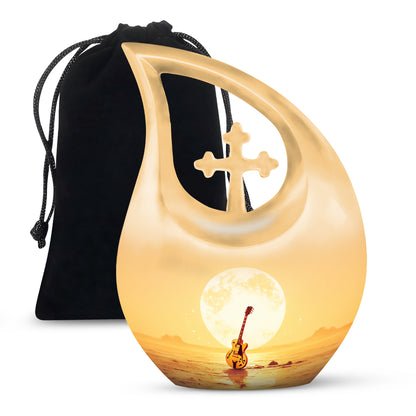 Guitar In Beach Urn - Beautiful Artistic Memorial Urns For Human Ashes
