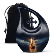 Guitar Themed Memorial Urn - Large Burial Urns For Musicians Ashes
