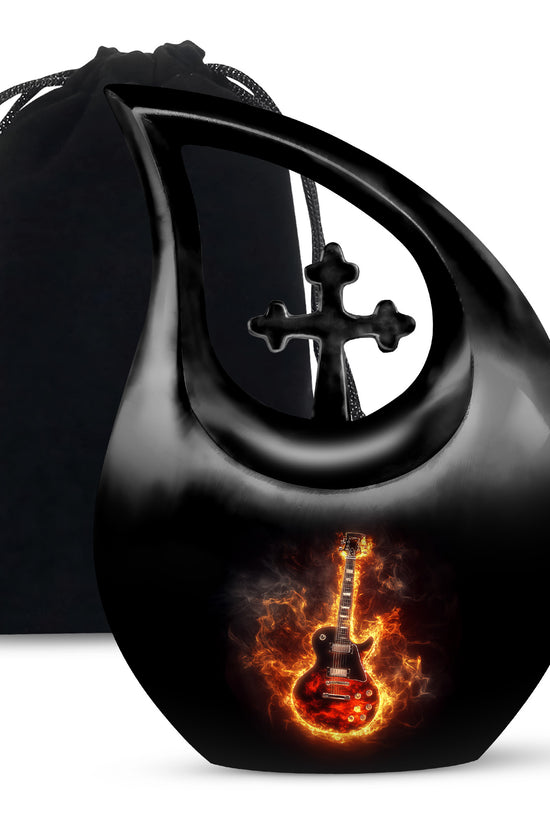 Flaming Guitar Themed Urn - A Peaceful Tribute Urn For Music Lovers
