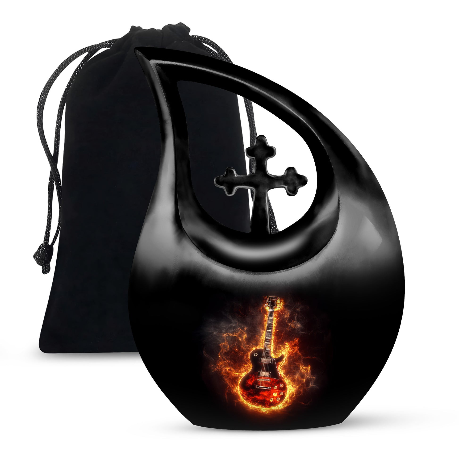 Flaming Guitar Themed Urn - A Peaceful Tribute Urn For Music Lovers