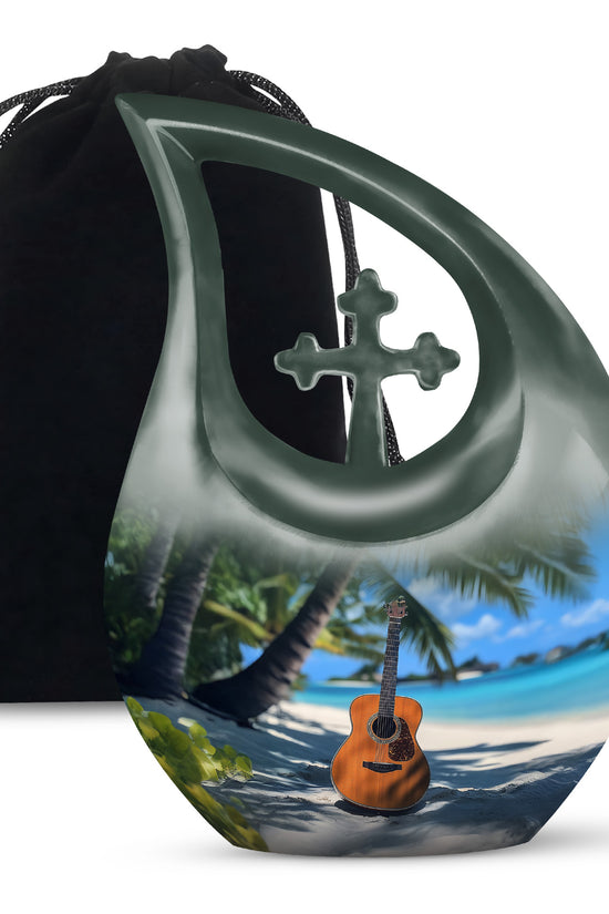 Beach Guitar Cremation Urn - Memorial Urn for Adult Male & Female