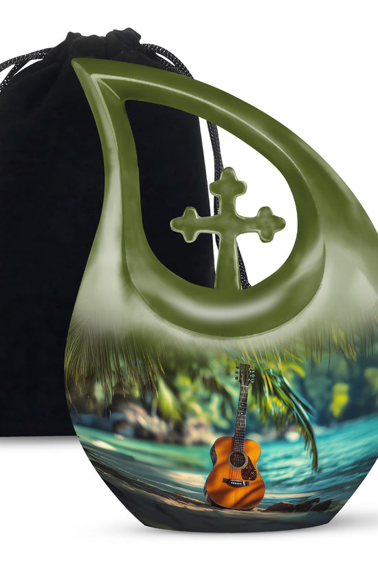 Ocean Guitar Urns -Tropical Cremation Memorial Urn For Loved Ones