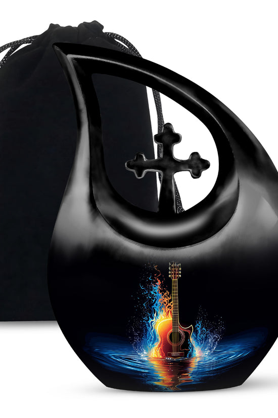 Fire & Water Cremation Guitar Urn - Artistic Funeral Urn For Human ashes