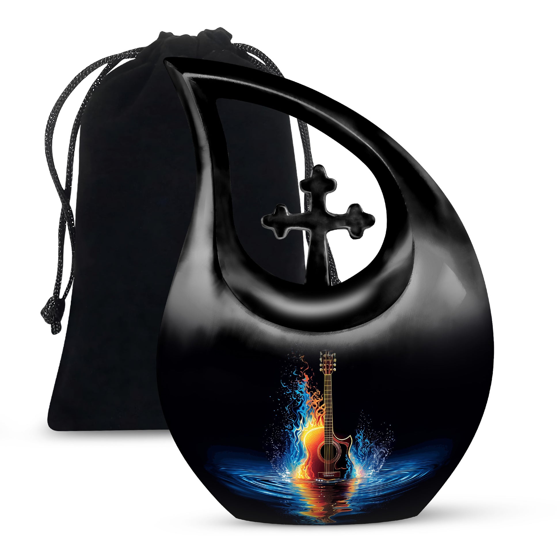 Fire & Water Cremation Guitar Urn - Artistic Funeral Urn For Human ashes