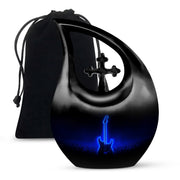 Blue Neon Guitar Cremation Urn - Musical Memorial Urn For Dad Ashes