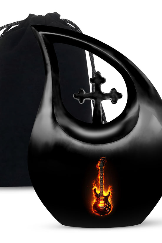 Flame Guitar Cremation Urn - Premium Urn For Human Ashes