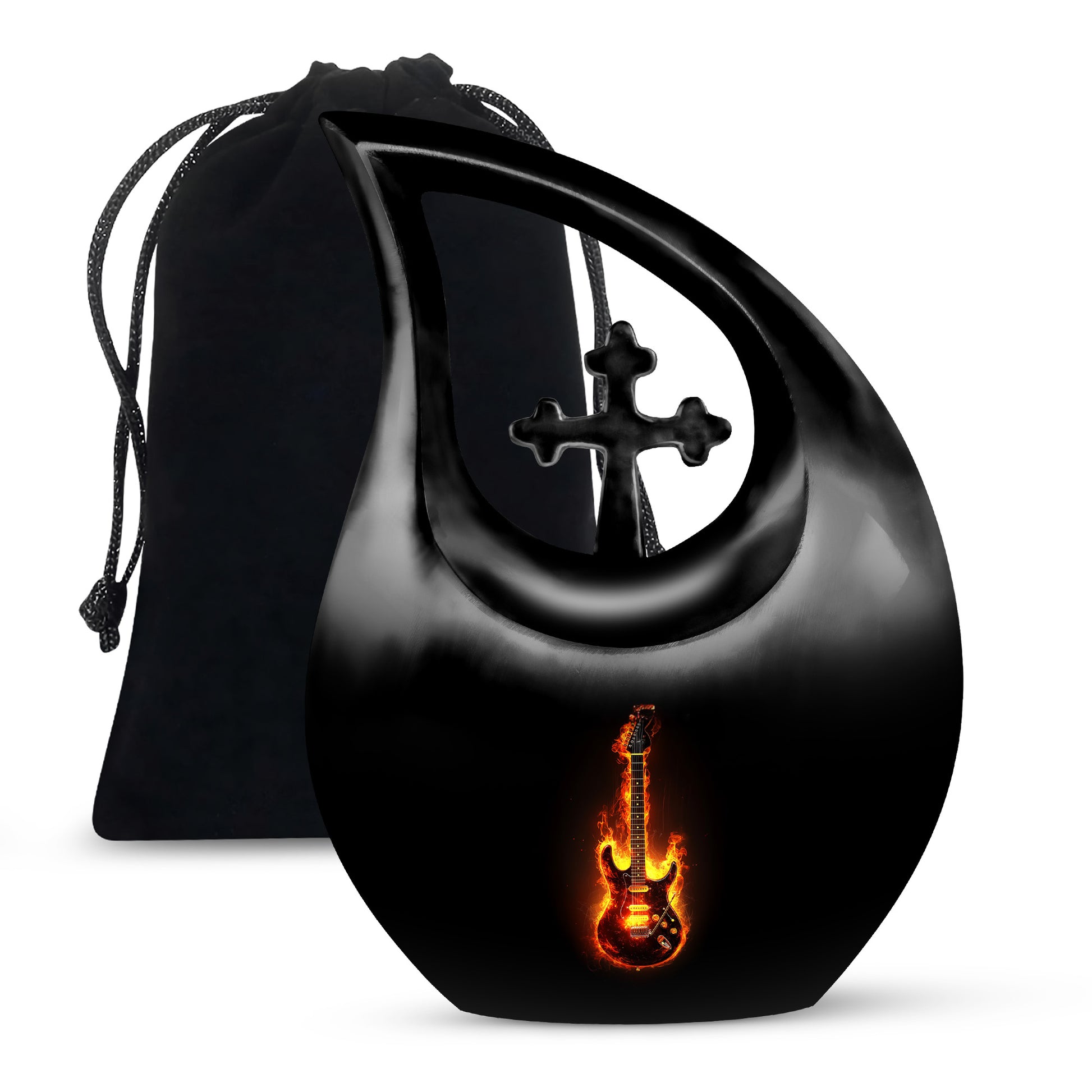 Flame Guitar Cremation Urn - Premium Urn For Human Ashes