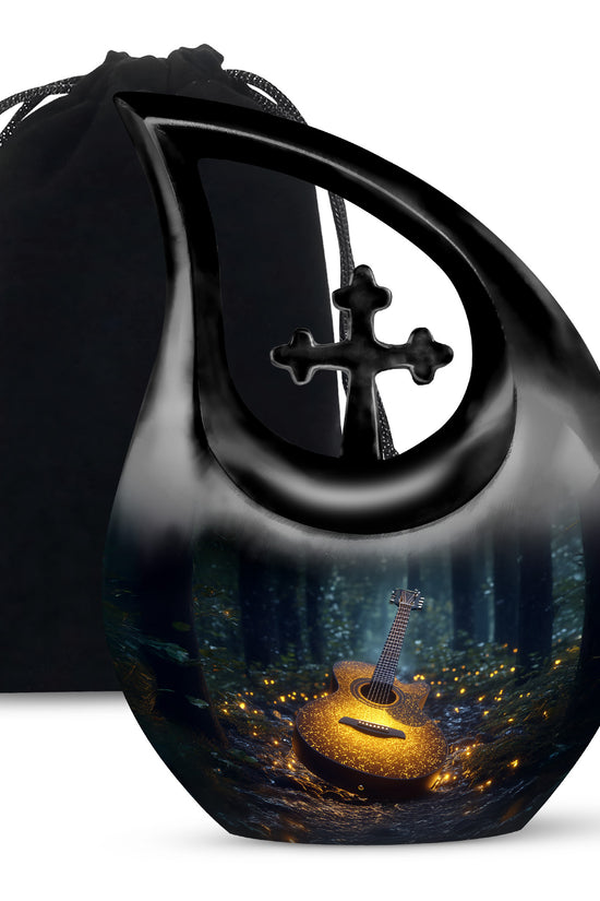 Gloden Guitar Memorial Urn - Premium Cremation Urn For Loved One Ashes