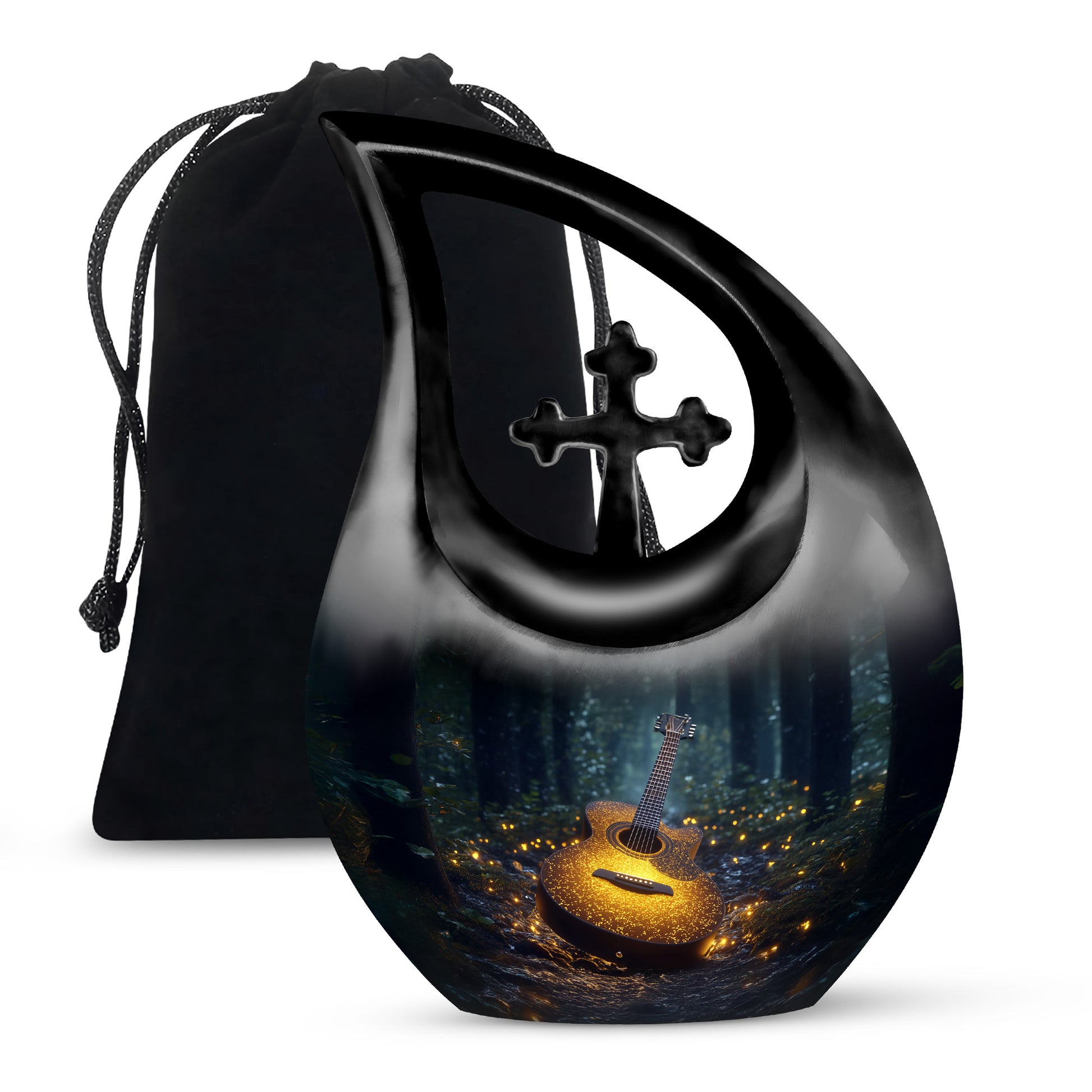 Gloden Guitar Memorial Urn - Premium Cremation Urn For Loved One Ashes