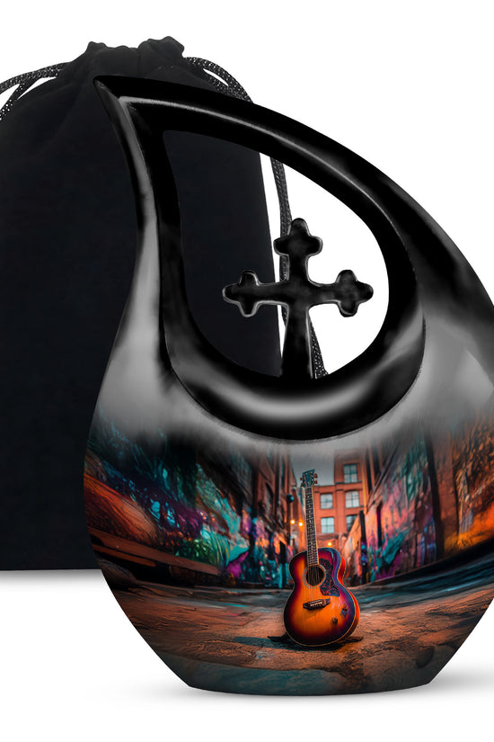 Modern Guitar Memorial Urn - Large Adult Cremation Urn For Ashes