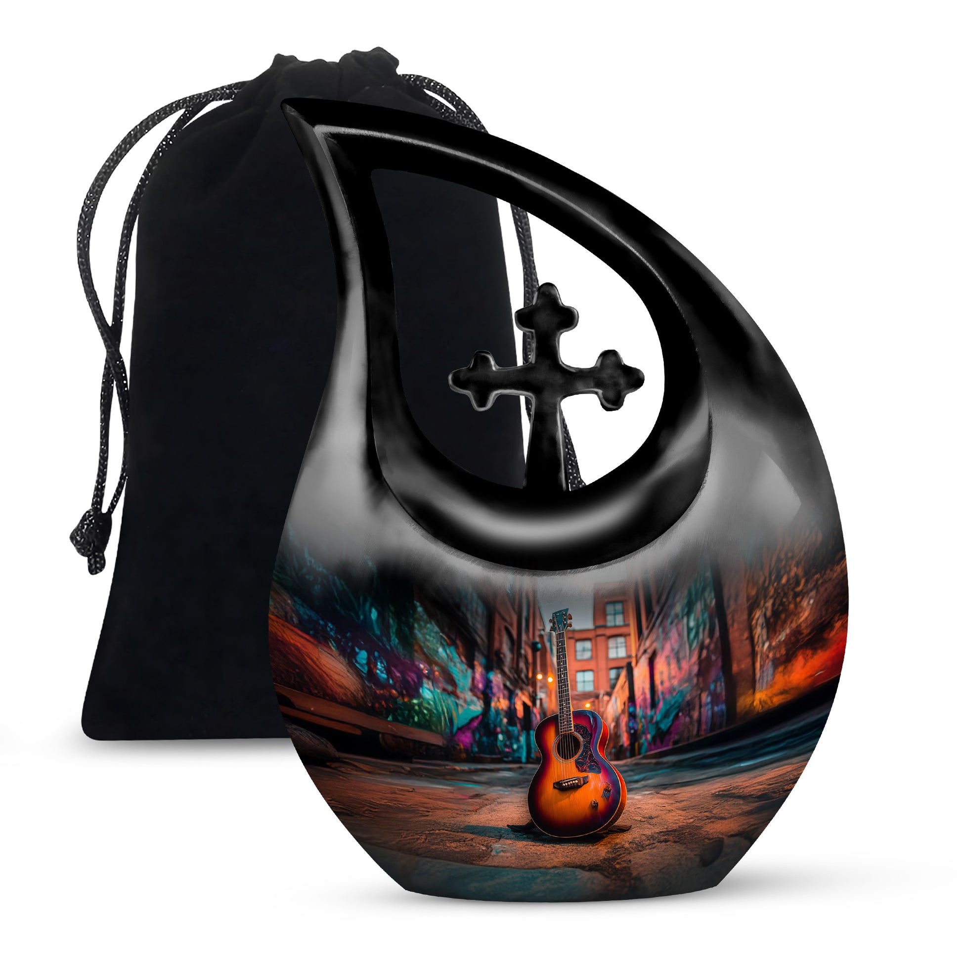 Modern Guitar Memorial Urn - Large Adult Cremation Urn For Ashes