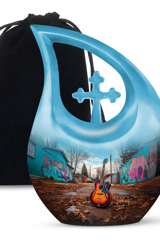 Guitar Memorial Cremation Urn - Music Theme Funeral Urn for Human Ashes