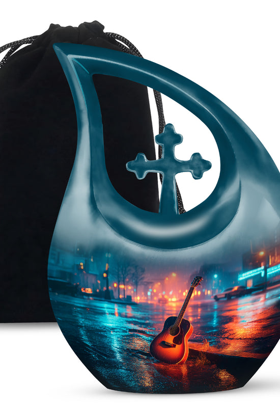 Guitar Cremation Urn - Street Music Theme Memorial Urn For Human Ashes