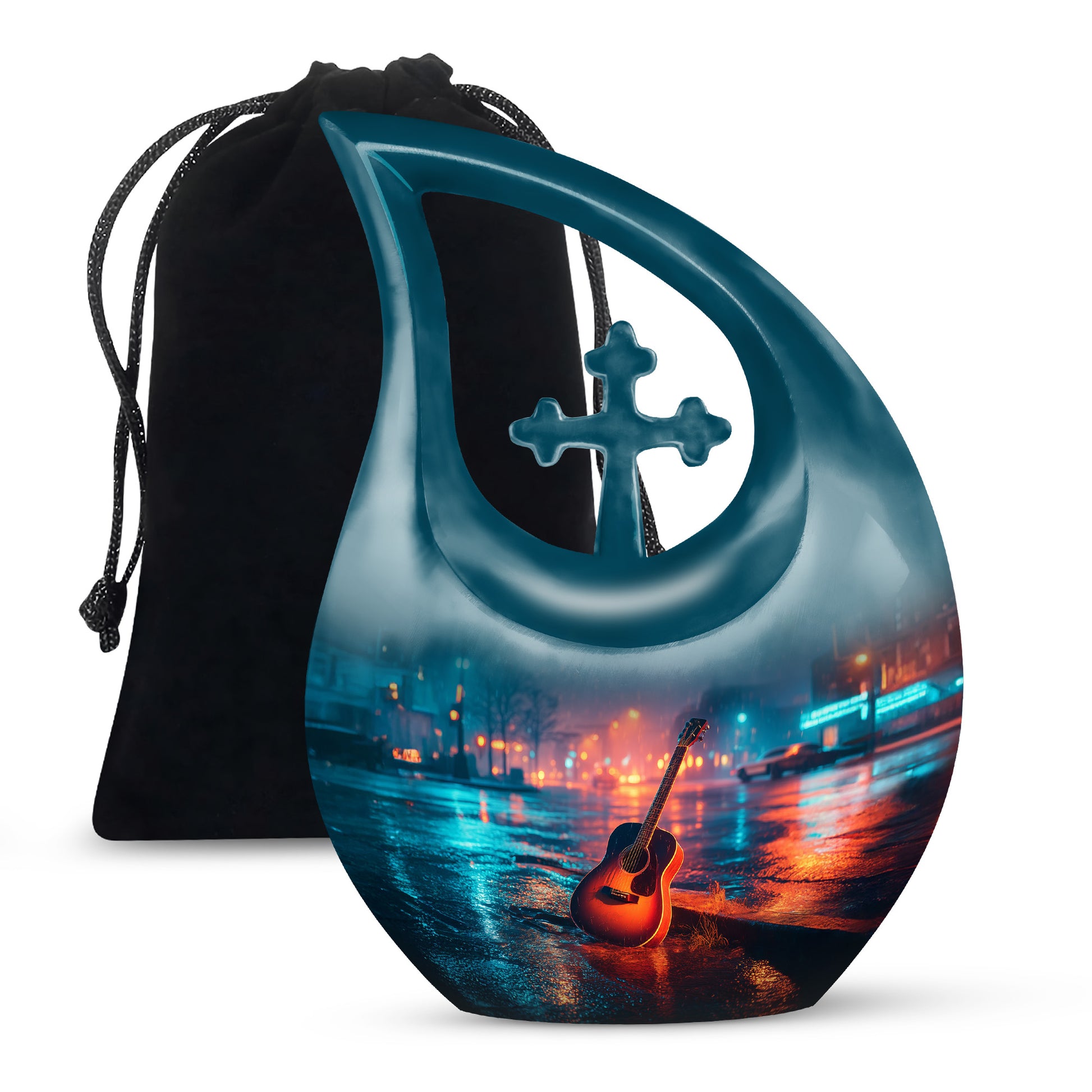 Guitar Cremation Urn - Street Music Theme Memorial Urn For Human Ashes