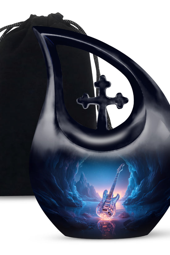 Crystal Guitar Memorial Urn - Music Theme Cremation Urn For Adult Ashes