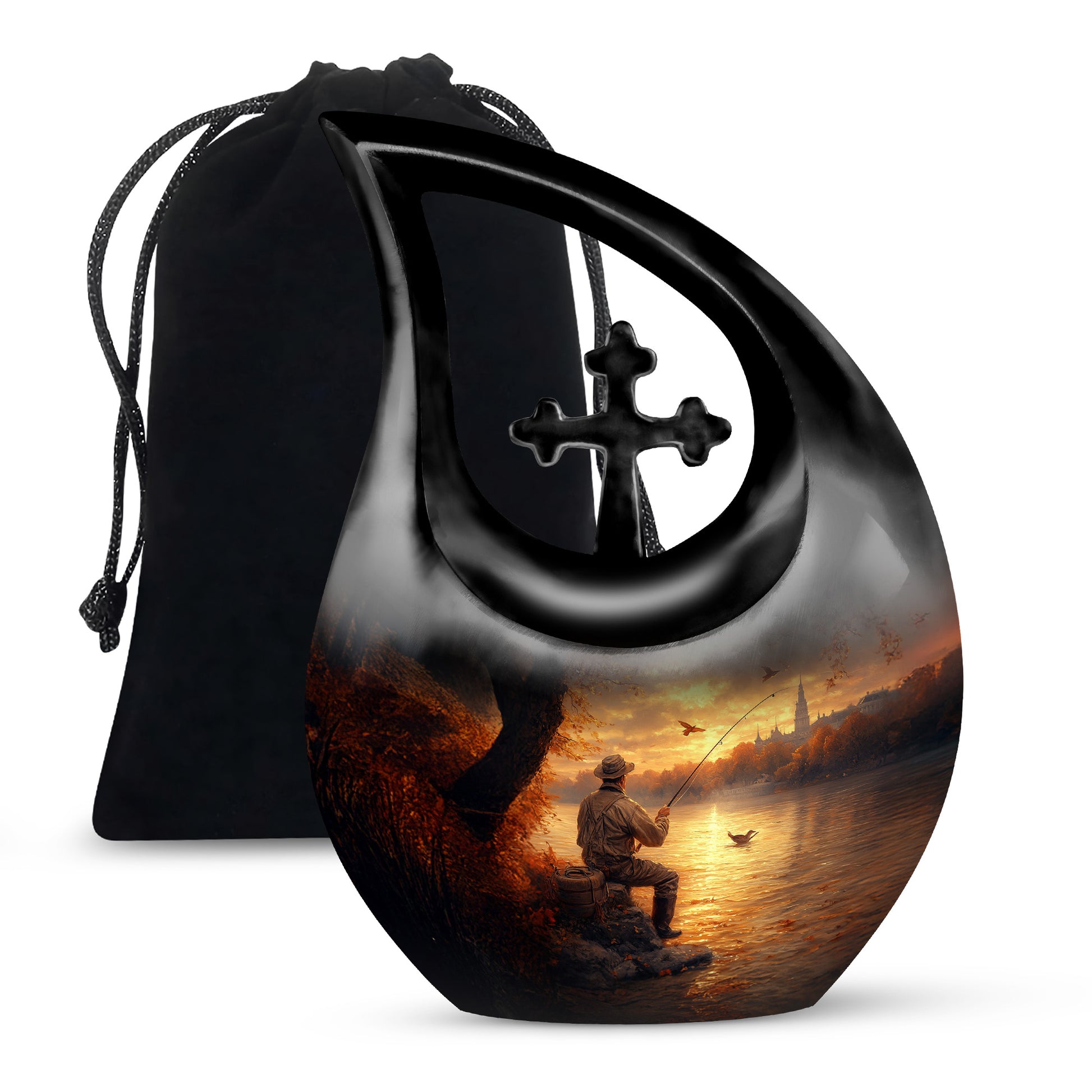 Father Cremation Urn - Fishing Themed Burial Urns For Father Ashes