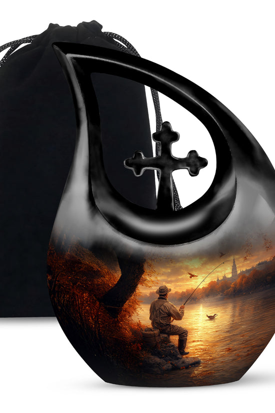 Lakeside Fishing Memorial Urn - Beautiful Cremation Urn For Human Ashes