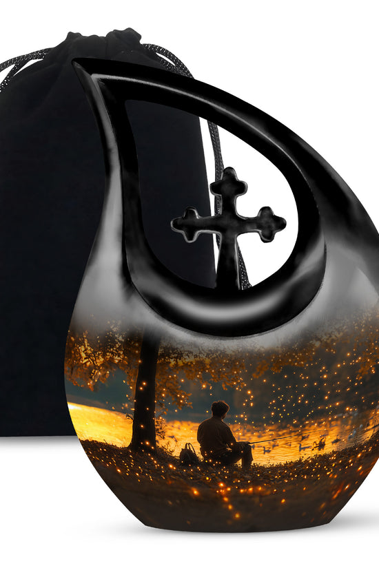 Fishing Sunset Themed Urn - Beautiful Cremation Urns For Male Ashes